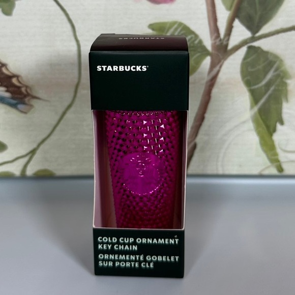 Starbucks 2023 Sangria Metallic Chrome Bling Studded Tumbler Keychain Ornament - Picture 1 of 2